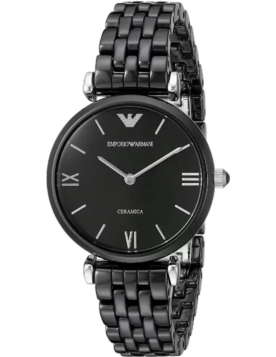 Montre Femme Emporio Armani AR1487 en Céramique Noire à Maillons Fins