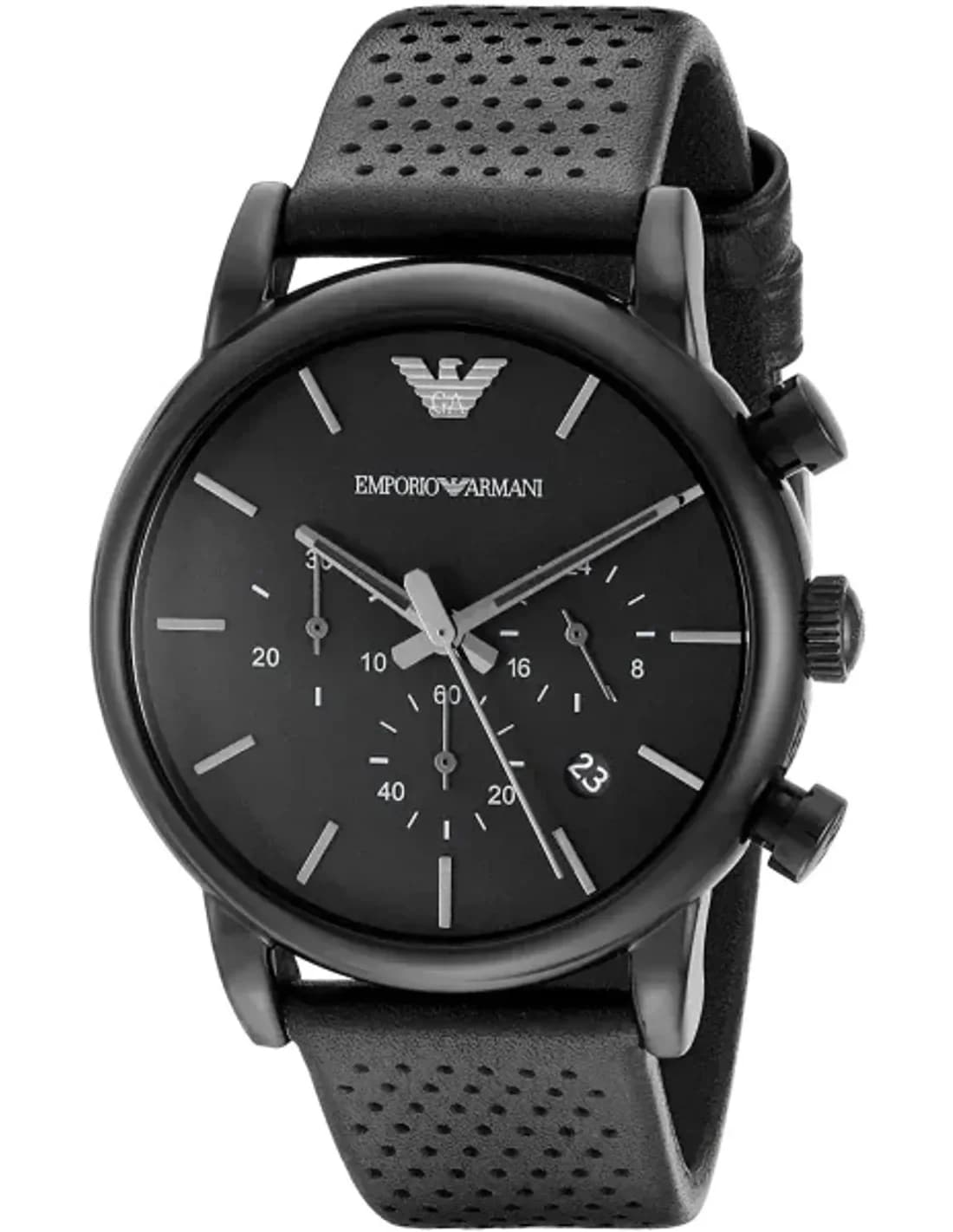 Montre Homme Emporio Armani Classic AR1737 bracelet perforé noir