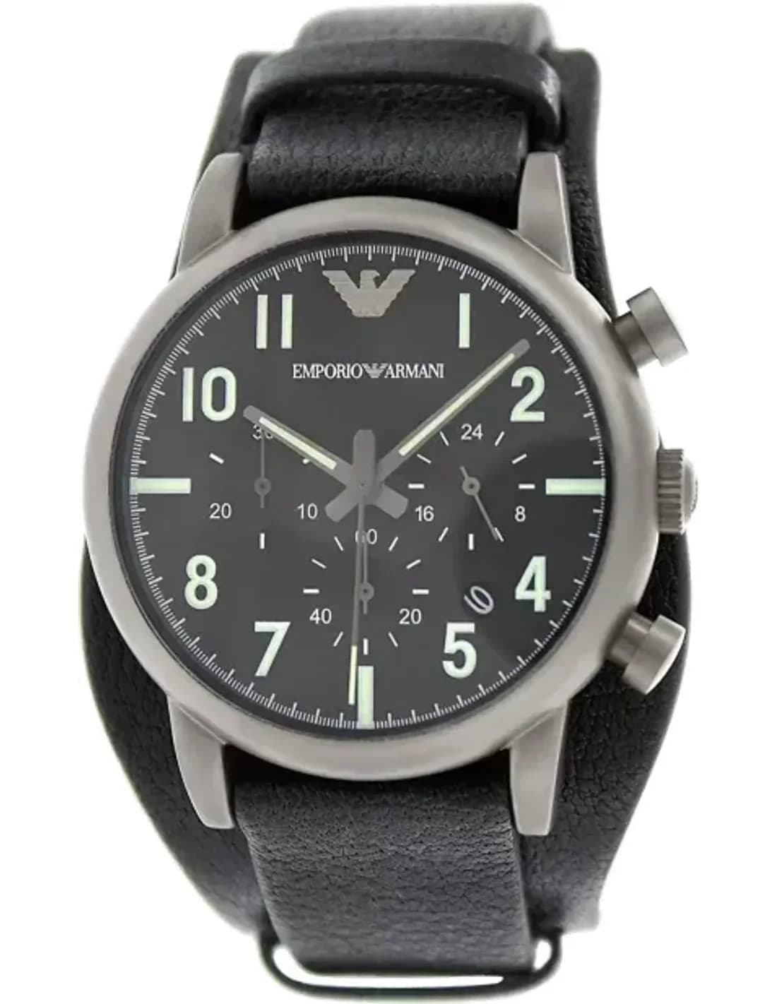 Montre Homme Emporio Armani Classic AR1830 Bracelet de force noir en cuir