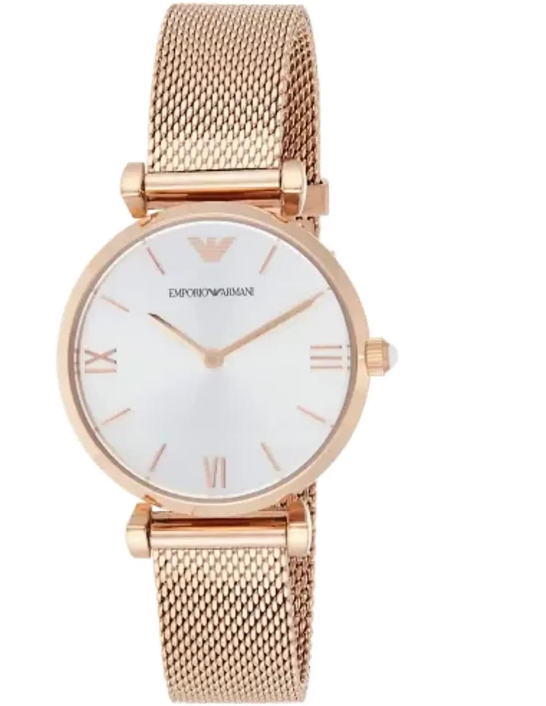 Montre Emporio Armani AR1956 en acier or rose et maille milanaise