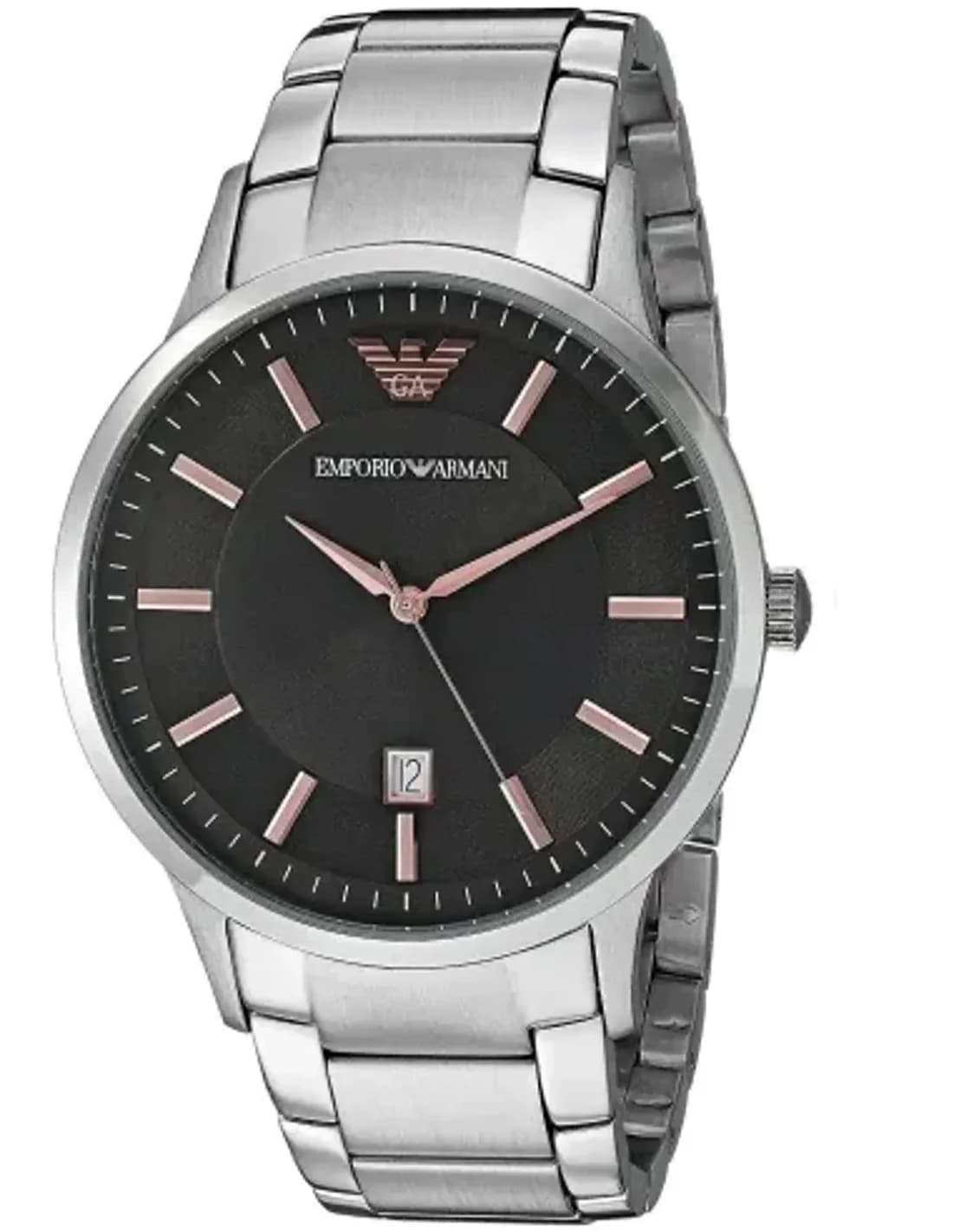 Emporio Armani Men's Watch Renato AR2514 Black Dial Rose Gold Markers