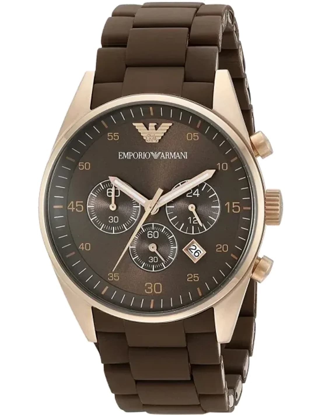 Emporio Armani AR5890 Chronograph Brown Silicone and Rose Gold Men's Watch