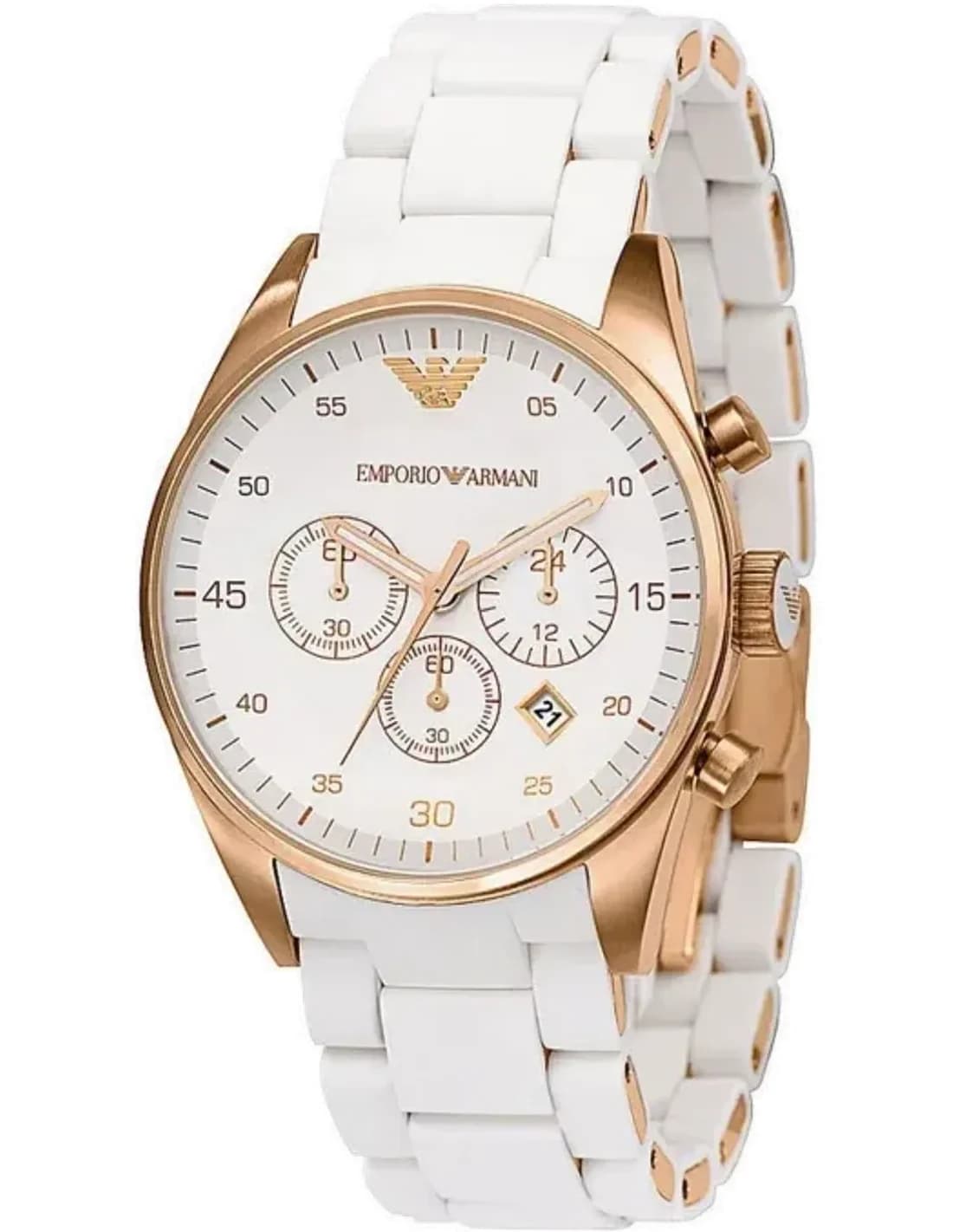 Emporio Armani AR5920 Chronograph White Silicone Strap Watch