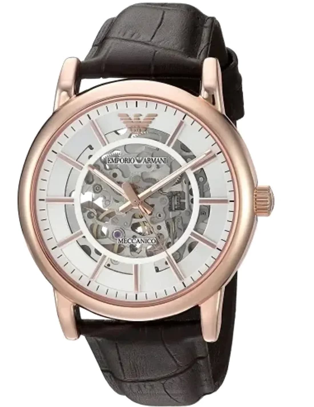 Montre Emporio Armani AR60007 Meccanico Squelette Automatique en Cuir