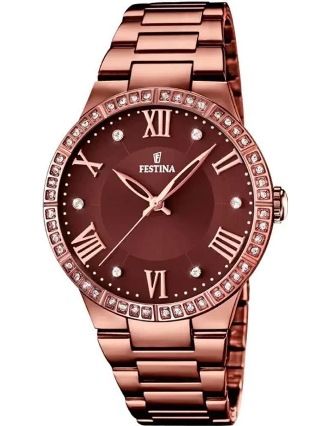 Montre Festina F16801/1 Bronze et Marron à Cadran Serti de Strass