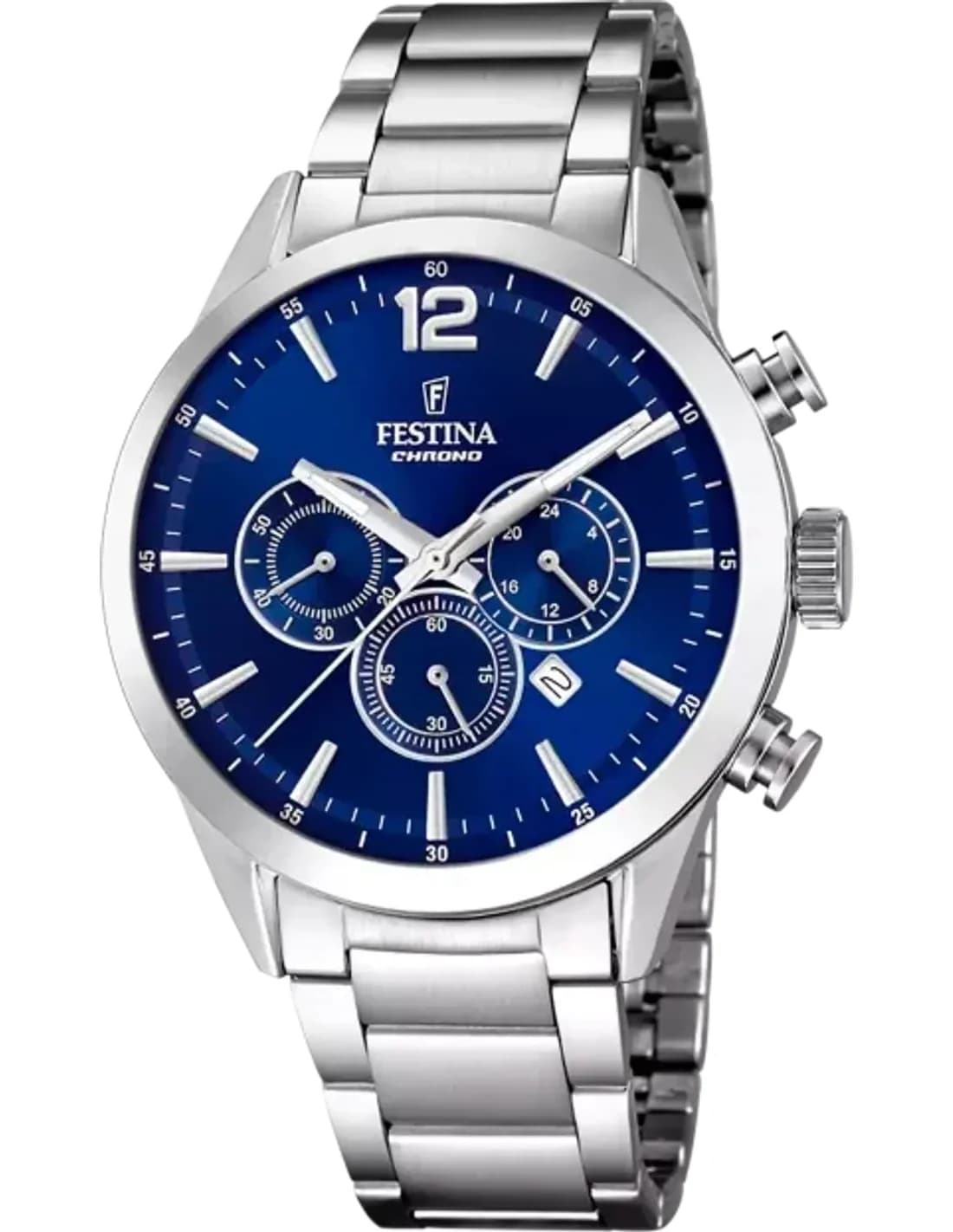 Men's Watch Festina F20343/7 Silver Steel with Blue Multifunction Dial
