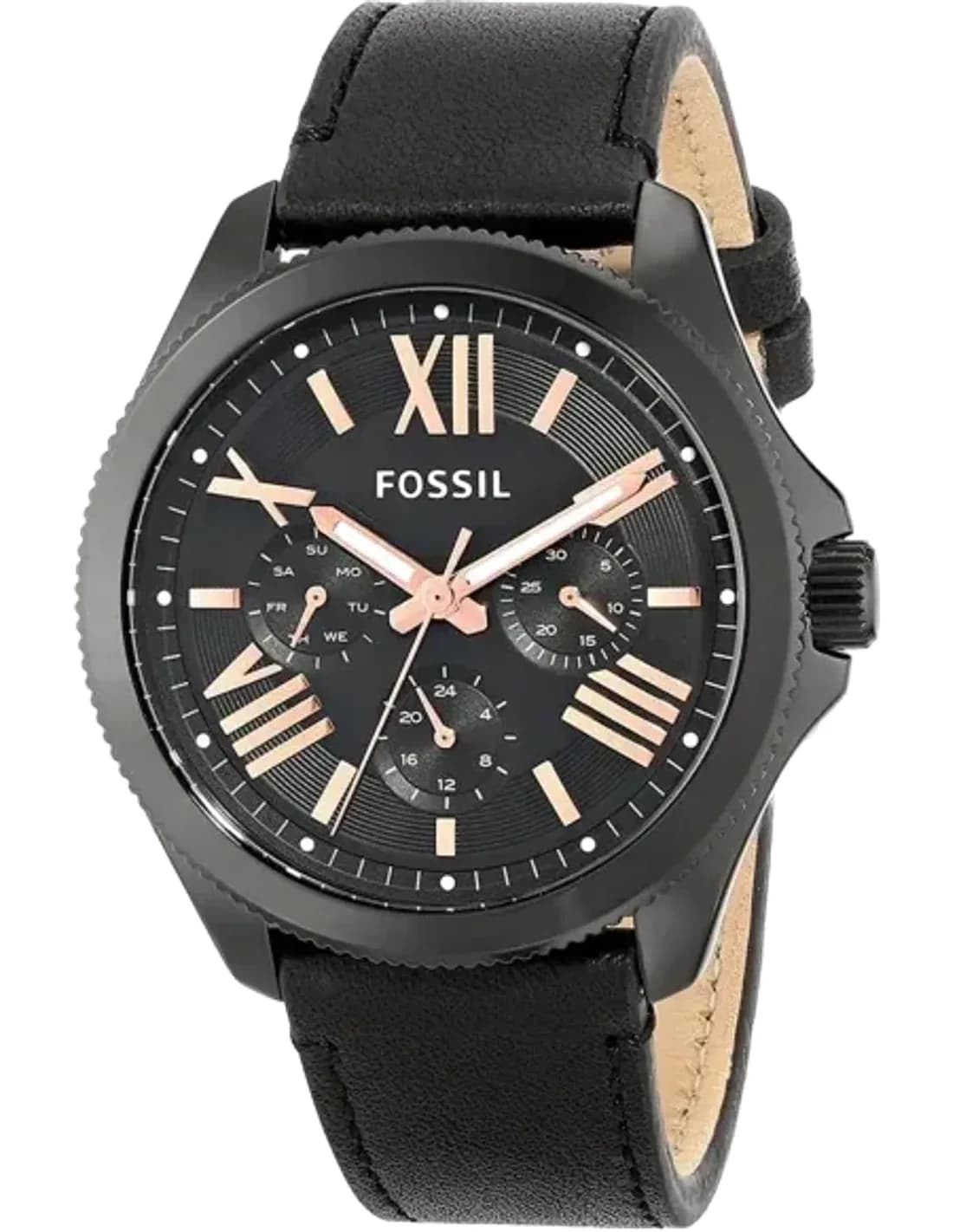 Fossil Cecile AM4523 black leather strap men's watch