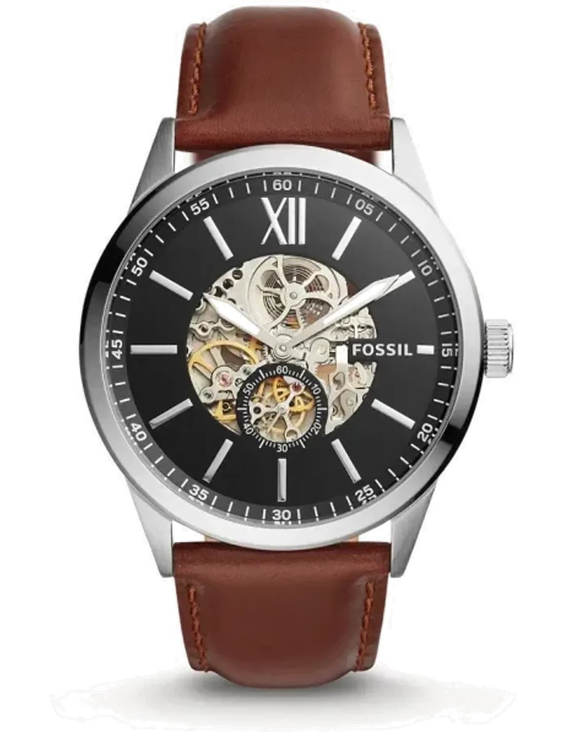 Fossil Flynn Automatic BQ2270 brown leather strap men''s watch
