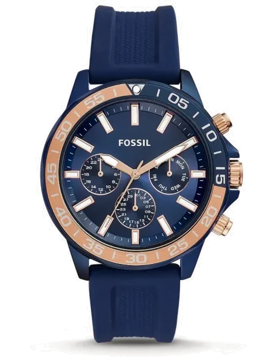 Fossil Bannon BQ2498 blue silicone band men's watch