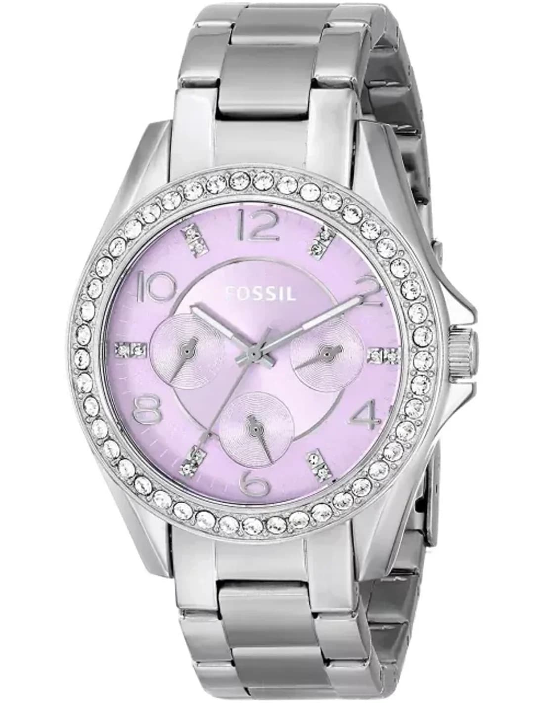 Montre Femme Fossil Riley ES3568 Cadran couleur lavande avec cristaux