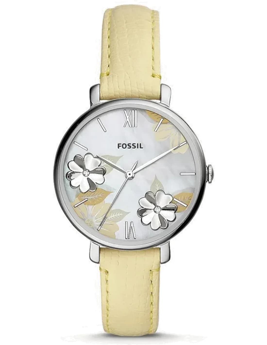 Montre femme Fossil Jacqueline ES4812 bracelet en cuir jaune