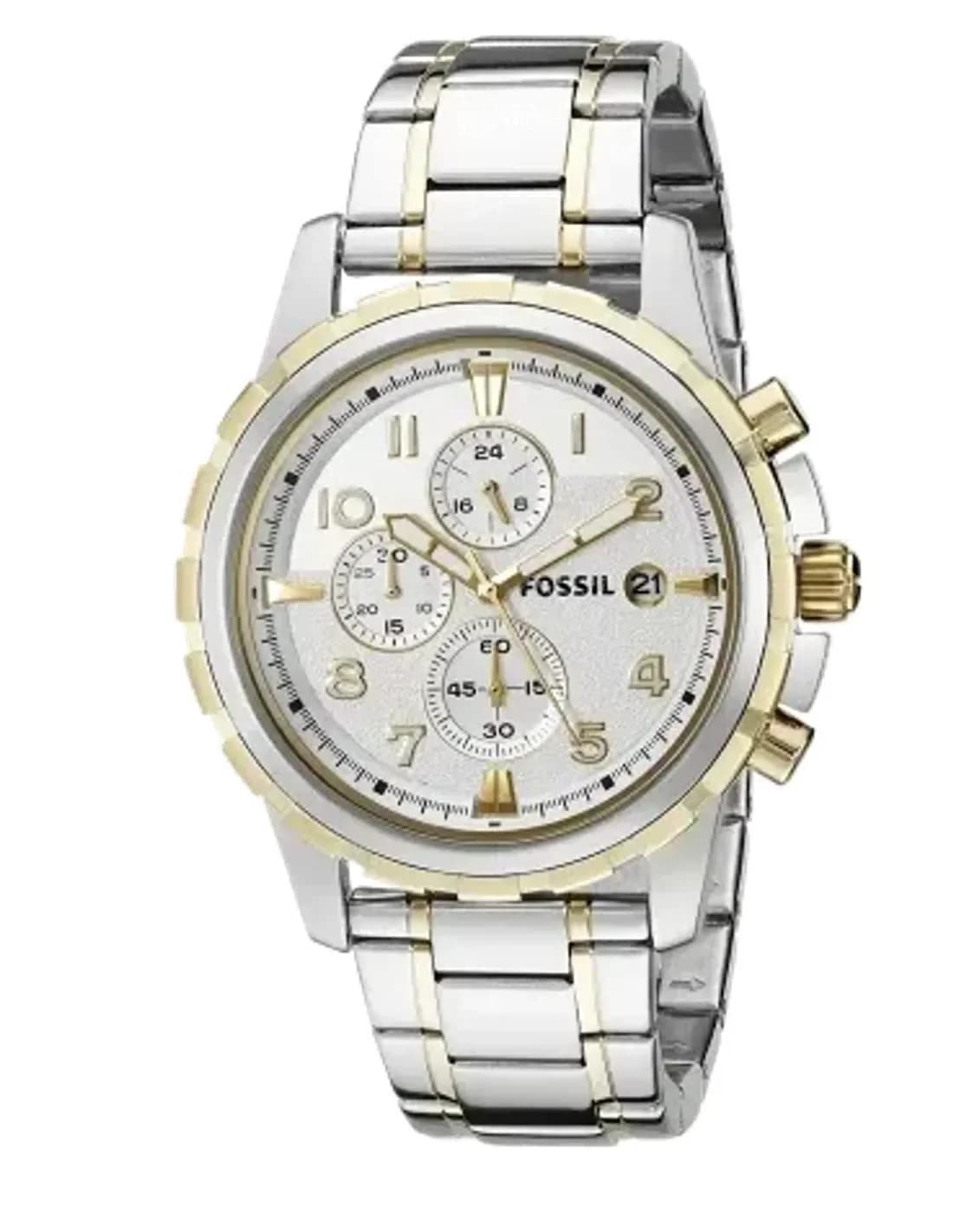 Montre Homme Fossil Dean FS4795 Chronographe argenté et doré