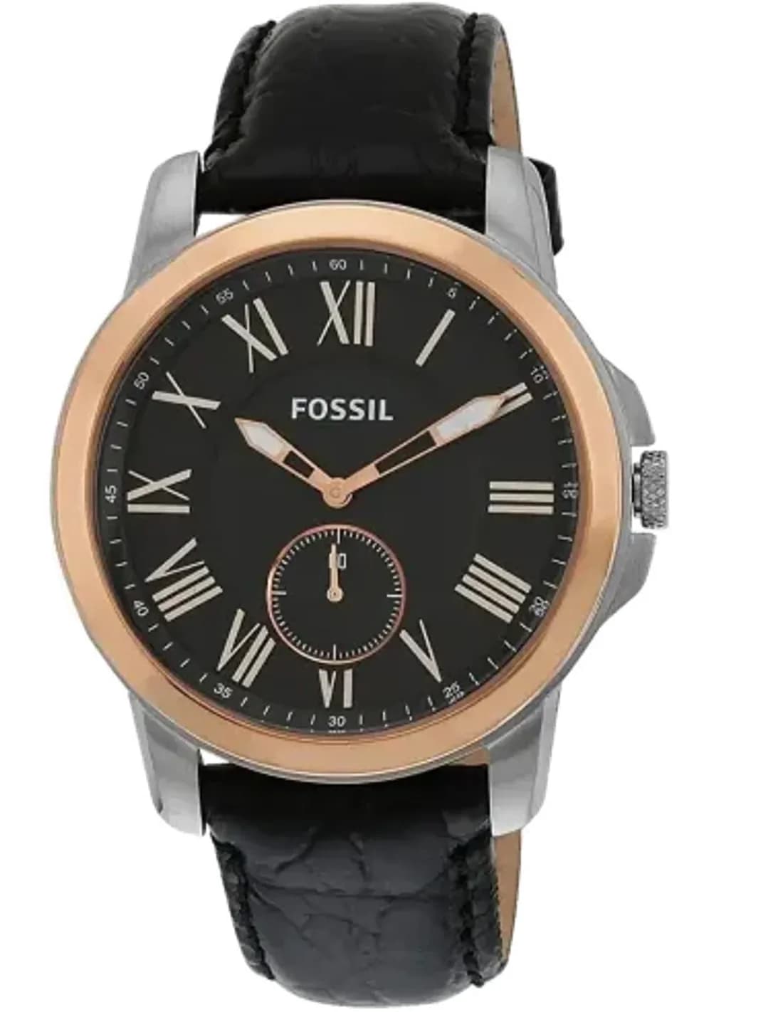 Montre Homme Fossil Grant FS4943 Bracelet Cuir Glacé Noir