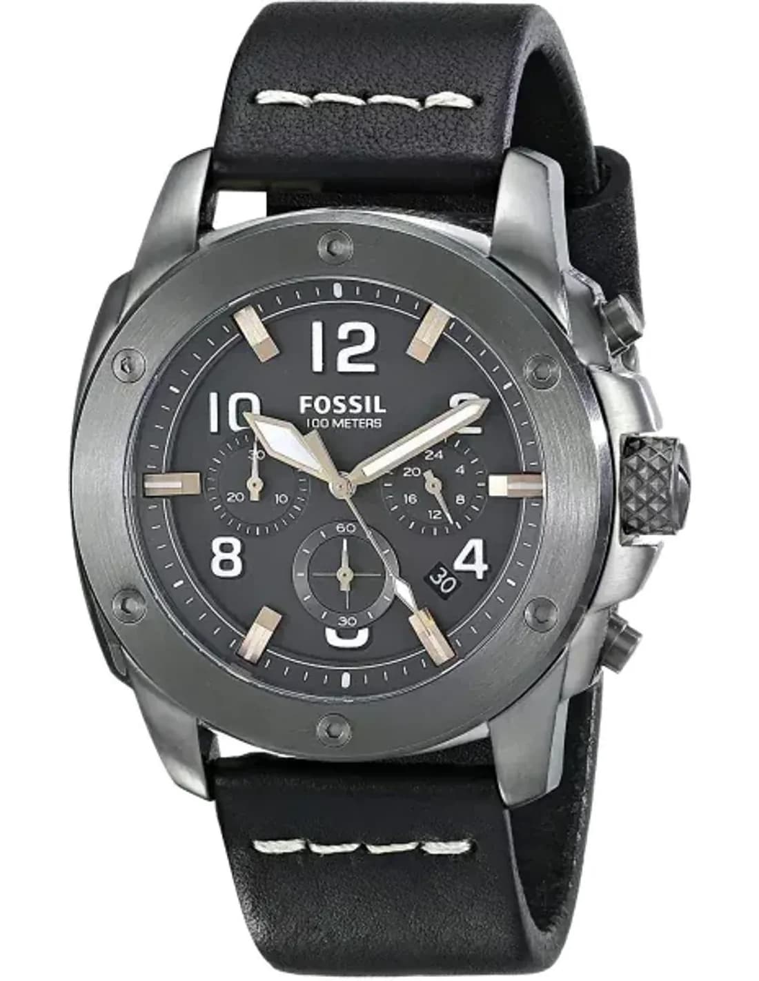 Montre Homme Fossil Modern Machine FS5016 bracelet en cuir noir