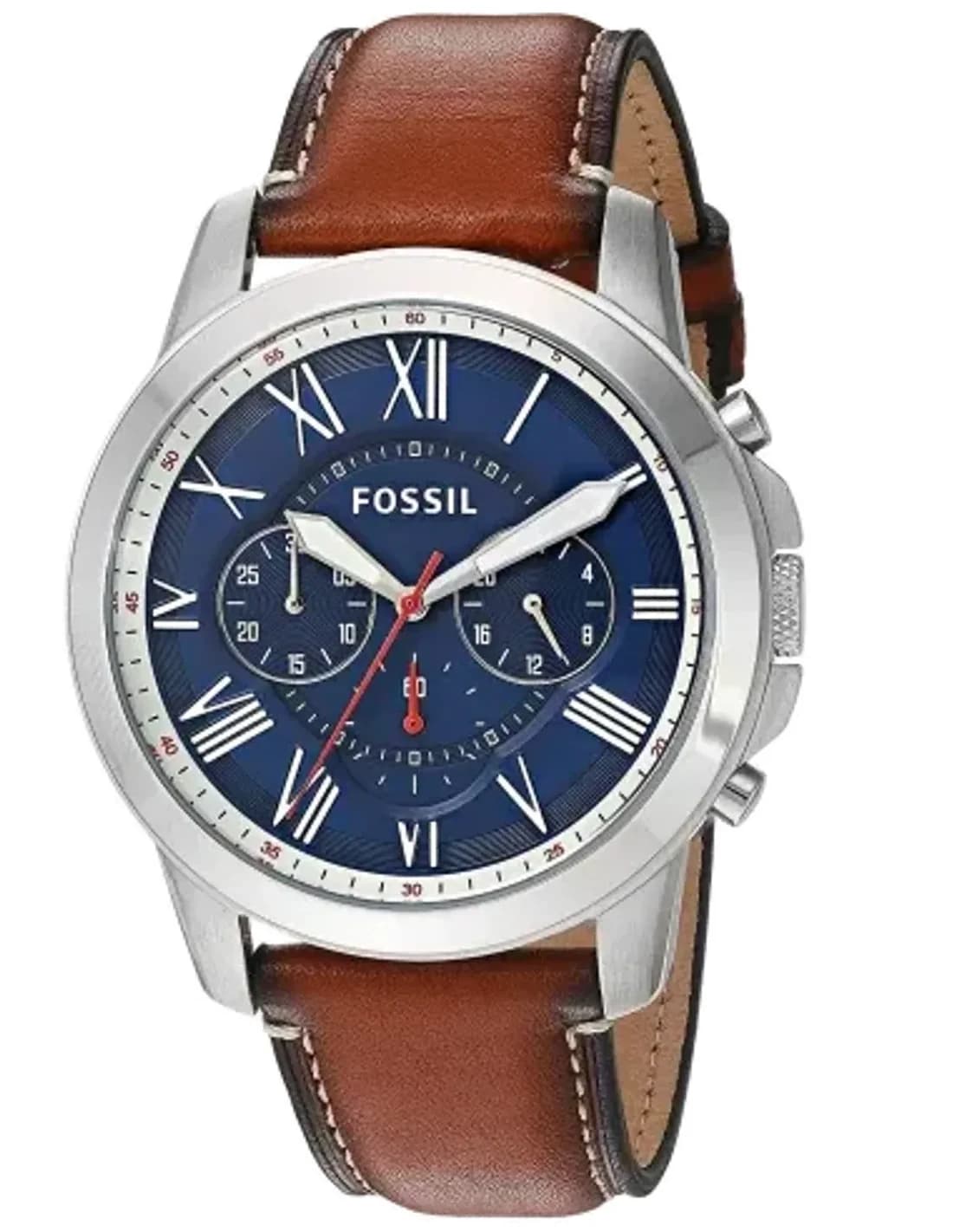 Montre Homme Fossil Grant FS5210 bracelet cuir marron