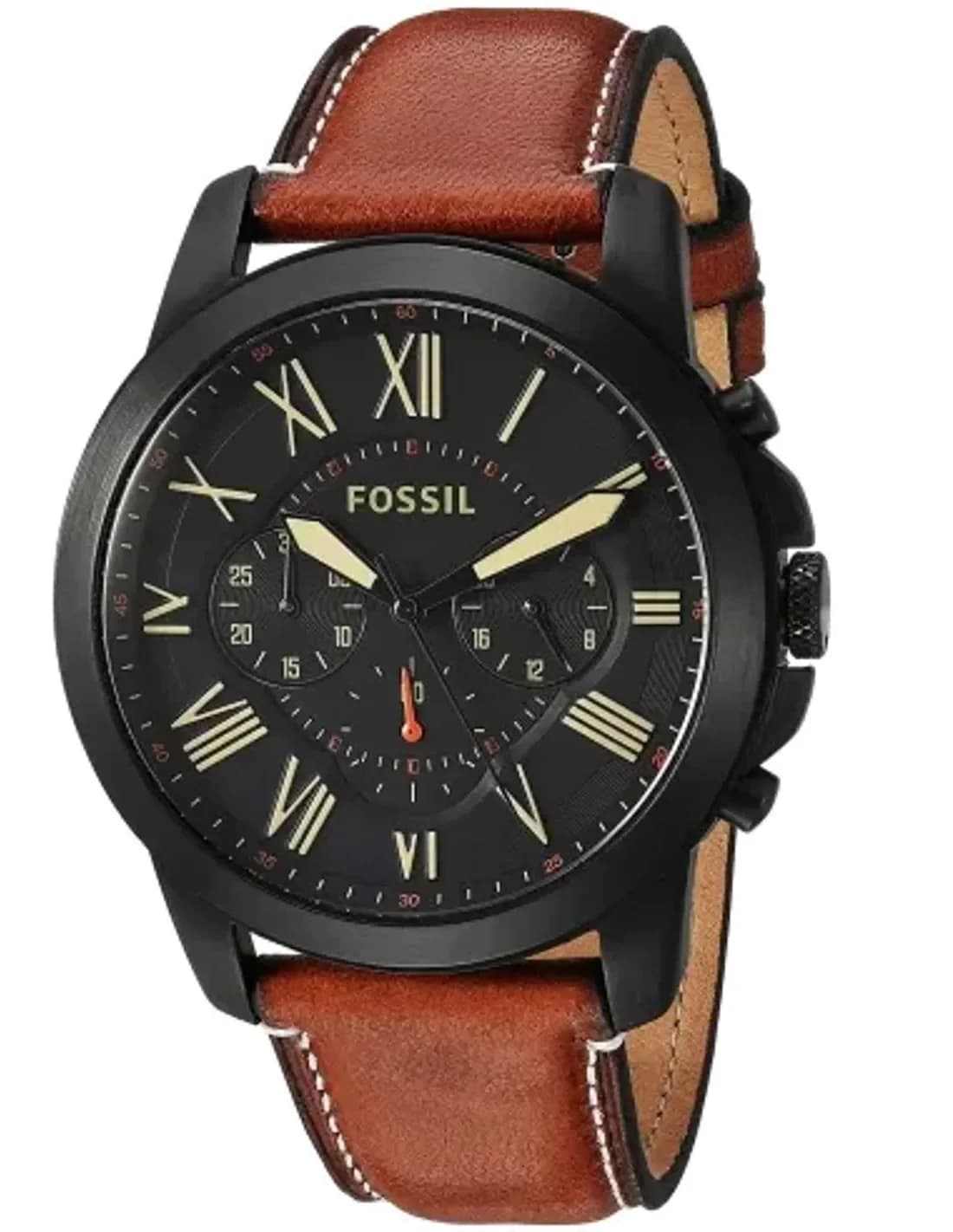 Montre Homme Fossil Grant FS5241 bracelet cuir marron
