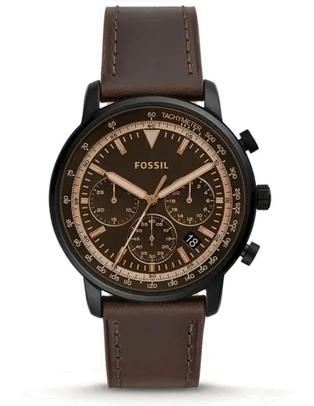 Montre homme Fossil Goodwin Chronograph FS5529 en cuir marron