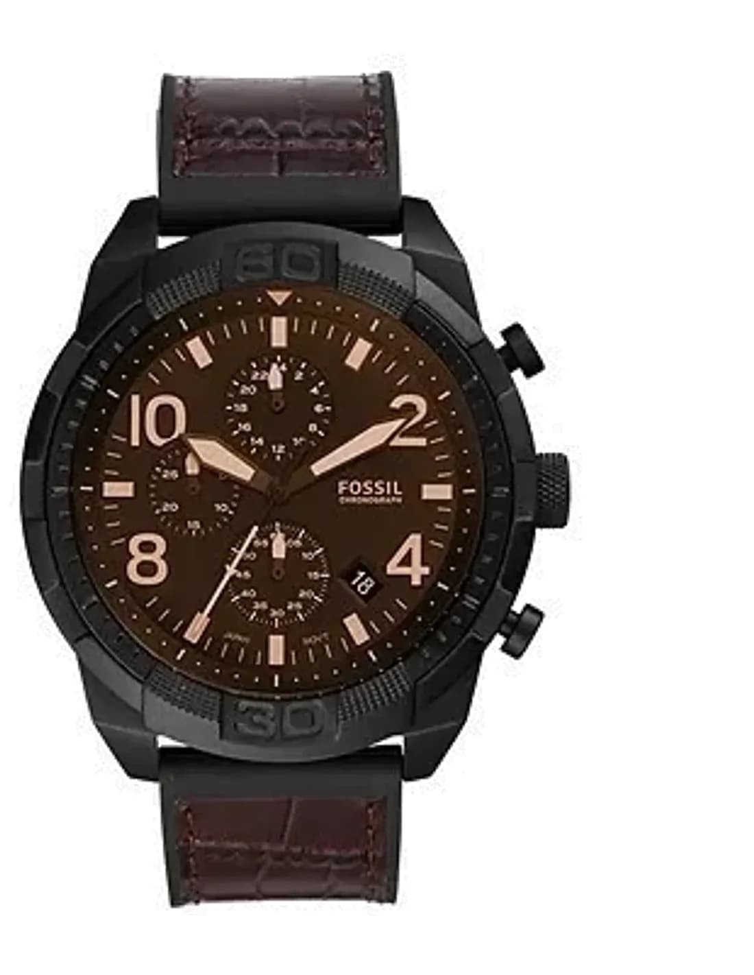 Fossil Bronson FS5713 brown croco leather strap men's watch