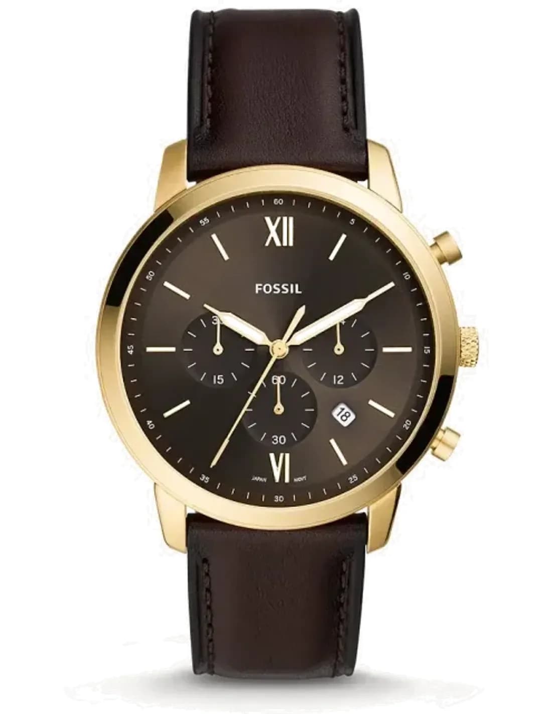 Montre homme Fossil Neutra Chronograph FS5763 en cuir marron