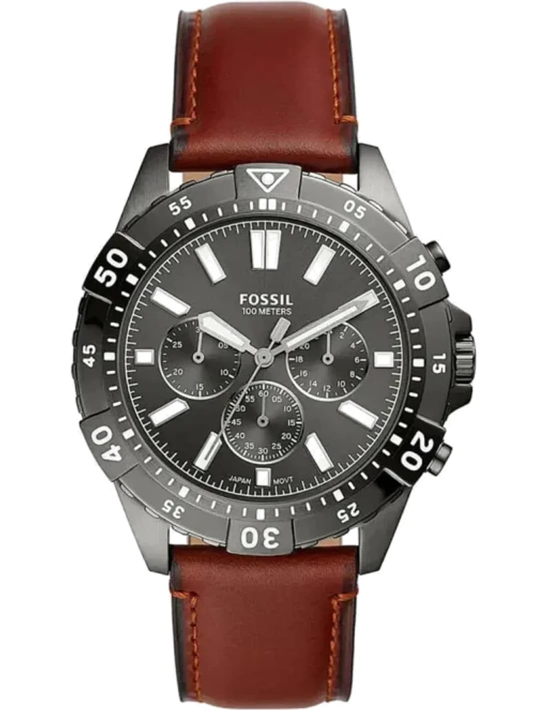 Montre Homme Fossil Garrett FS5770 bracelet en cuir marron