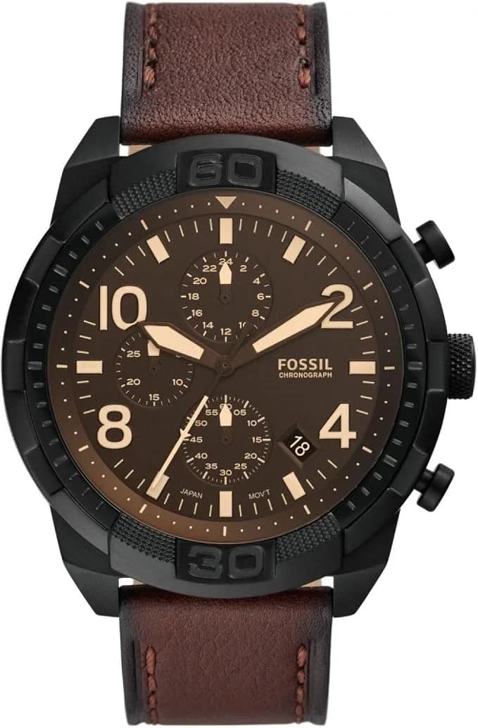 Montre Homme Fossil Bronson FS5875 cadran noir bracelet cuir