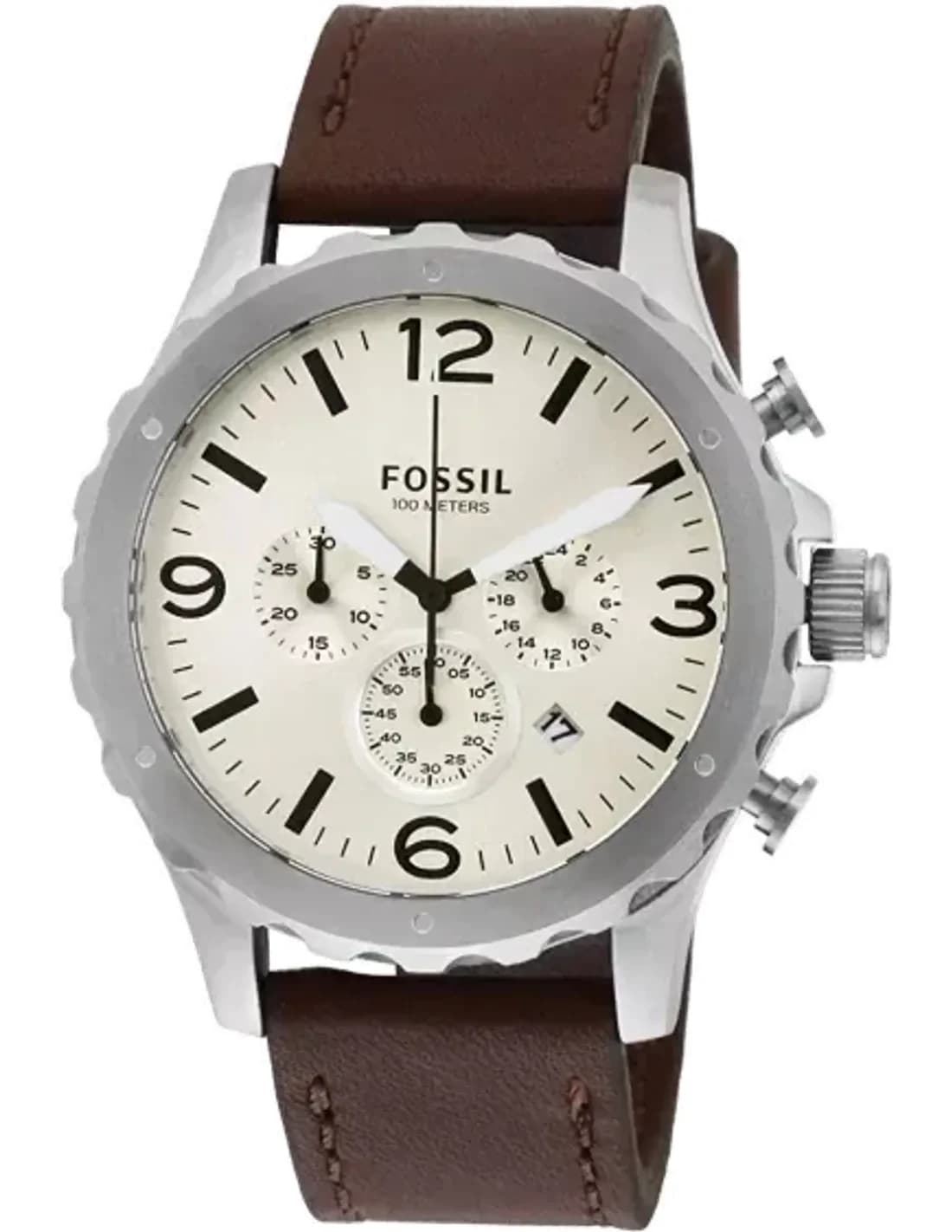 Montre Homme Fossil Nate JR1473 Chronographe cuir marron clair