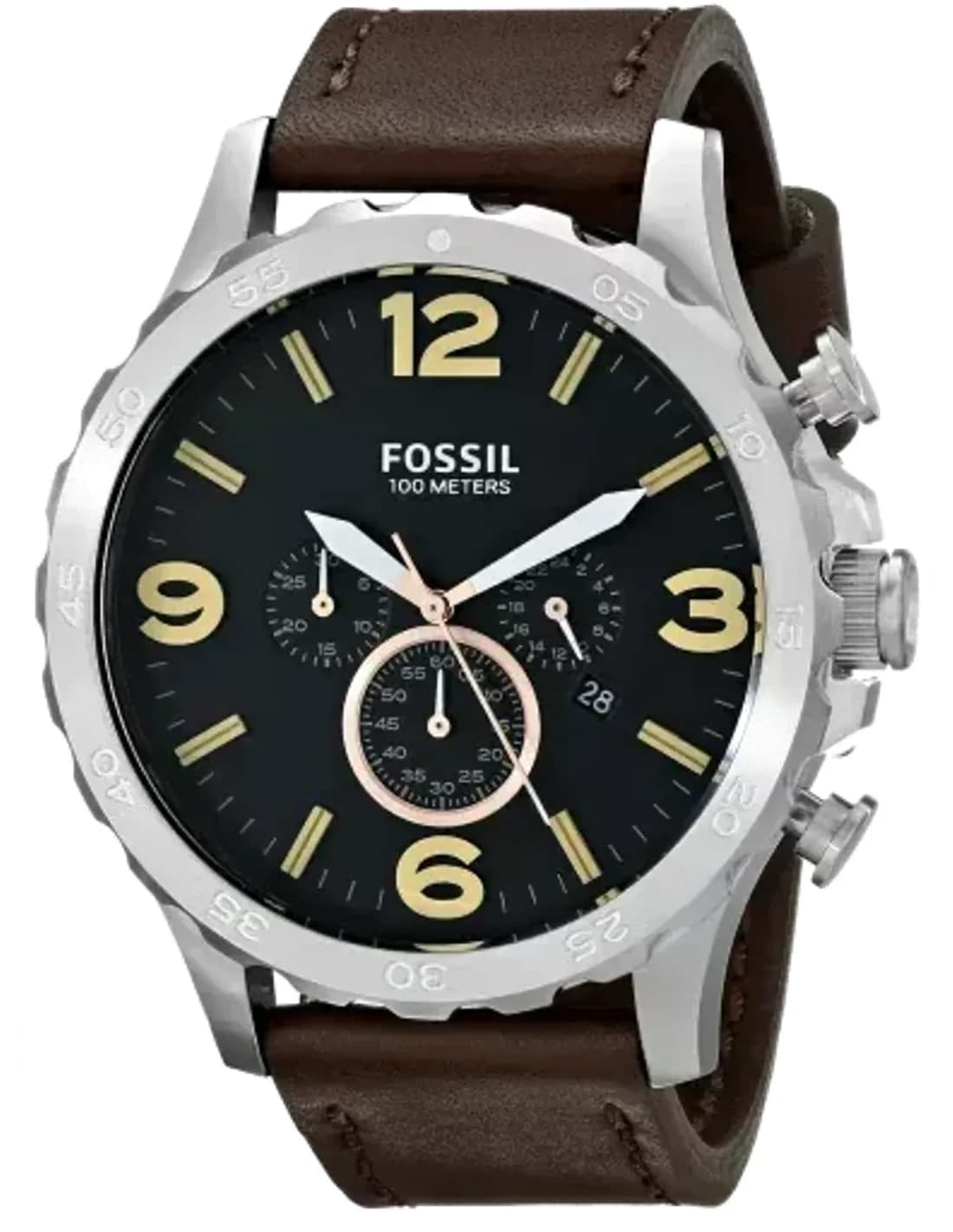 Montre Homme Fossil Nate JR1475 Bracelet en cuir Brun