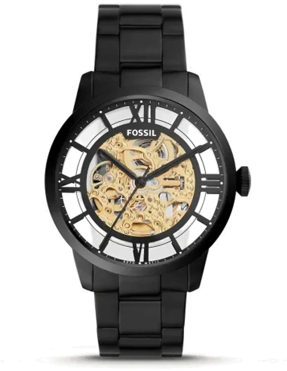 Montre homme Fossil Townsman Automatic ME3197 en acier inoxydable noir
