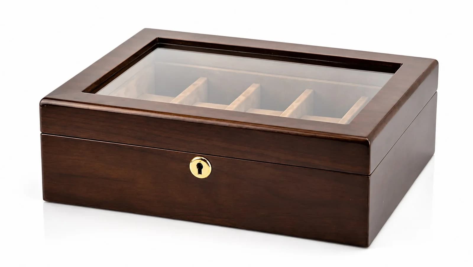 Ravello watch box 10 compartments genuine walnut wood storage case vue 2