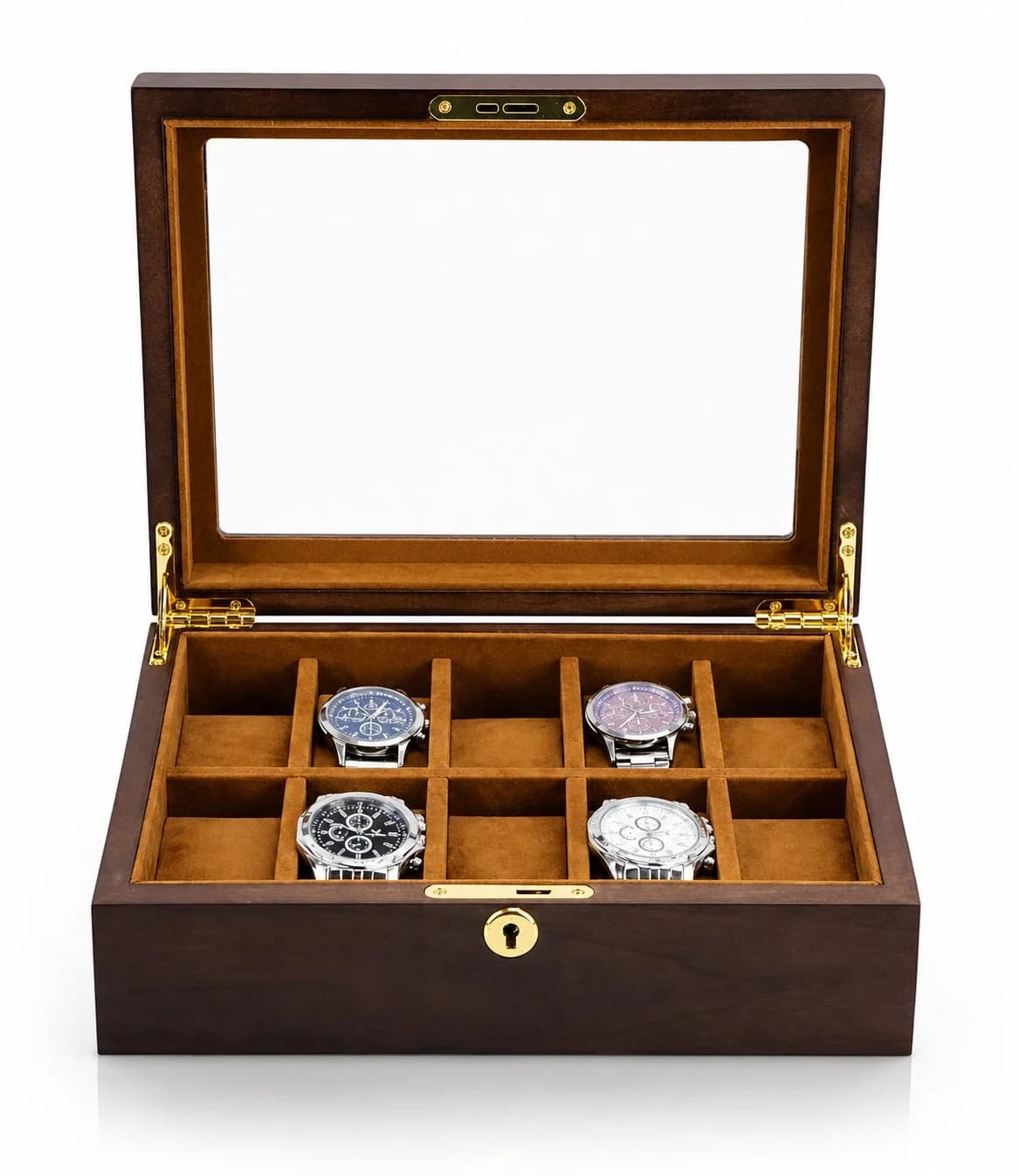 Ravello watch box 10 compartments genuine walnut wood storage case