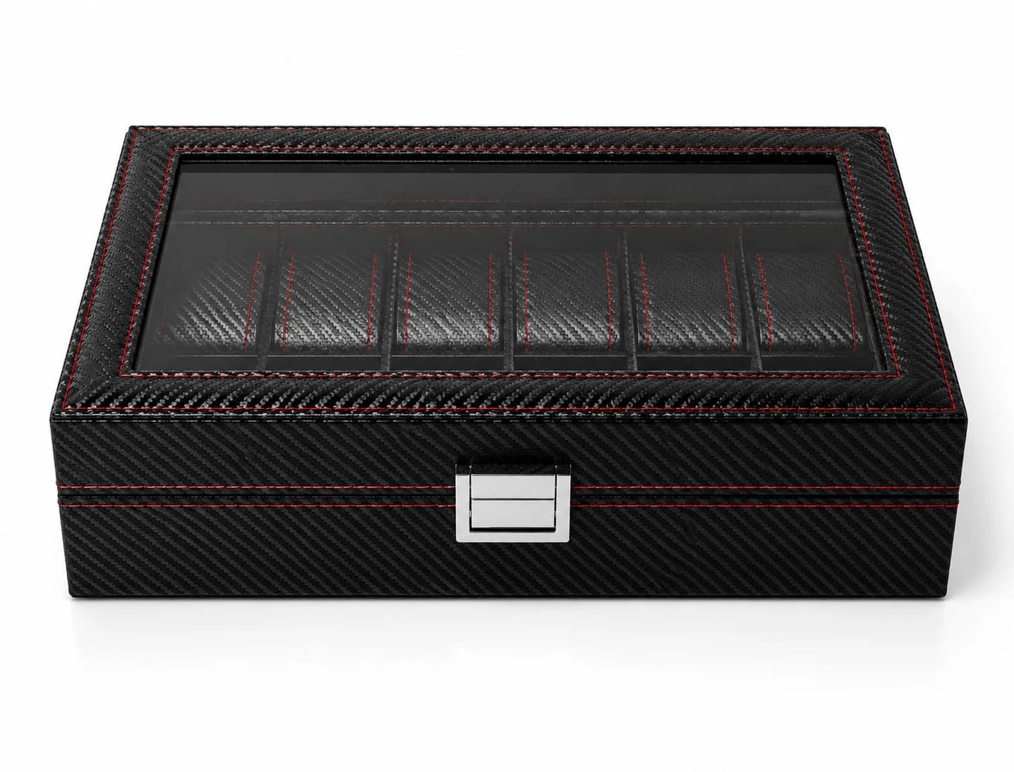 Boîte à montres Monza 12 compartiments : coffret effet carbone composite noir vue 3