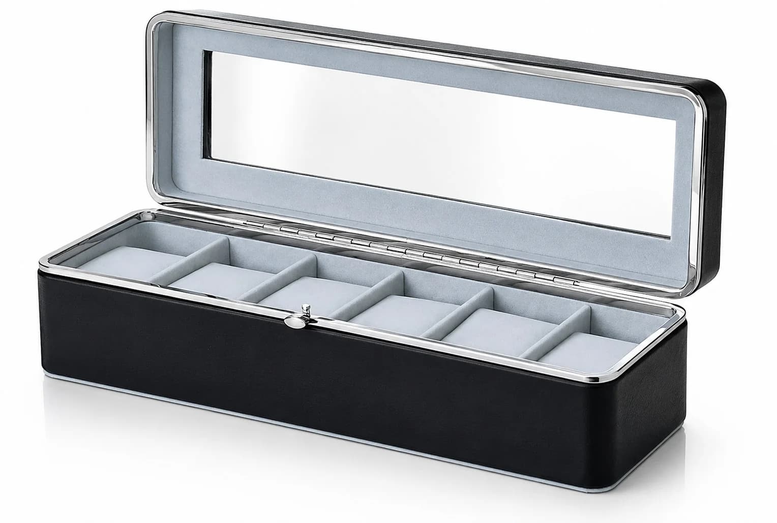 Sorrento 6-Watch Box Black with Metal Frame and Metal Hinges vue 2