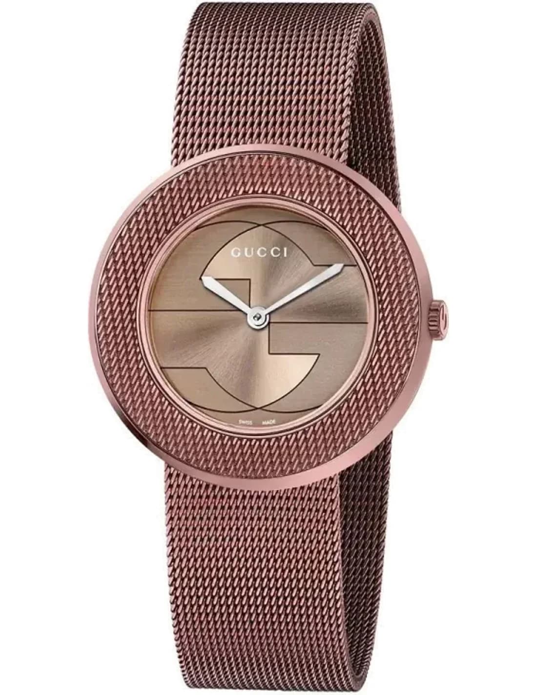 Montre Femme Gucci U-Play YA129445 Bracelet mailles milanaises brunes