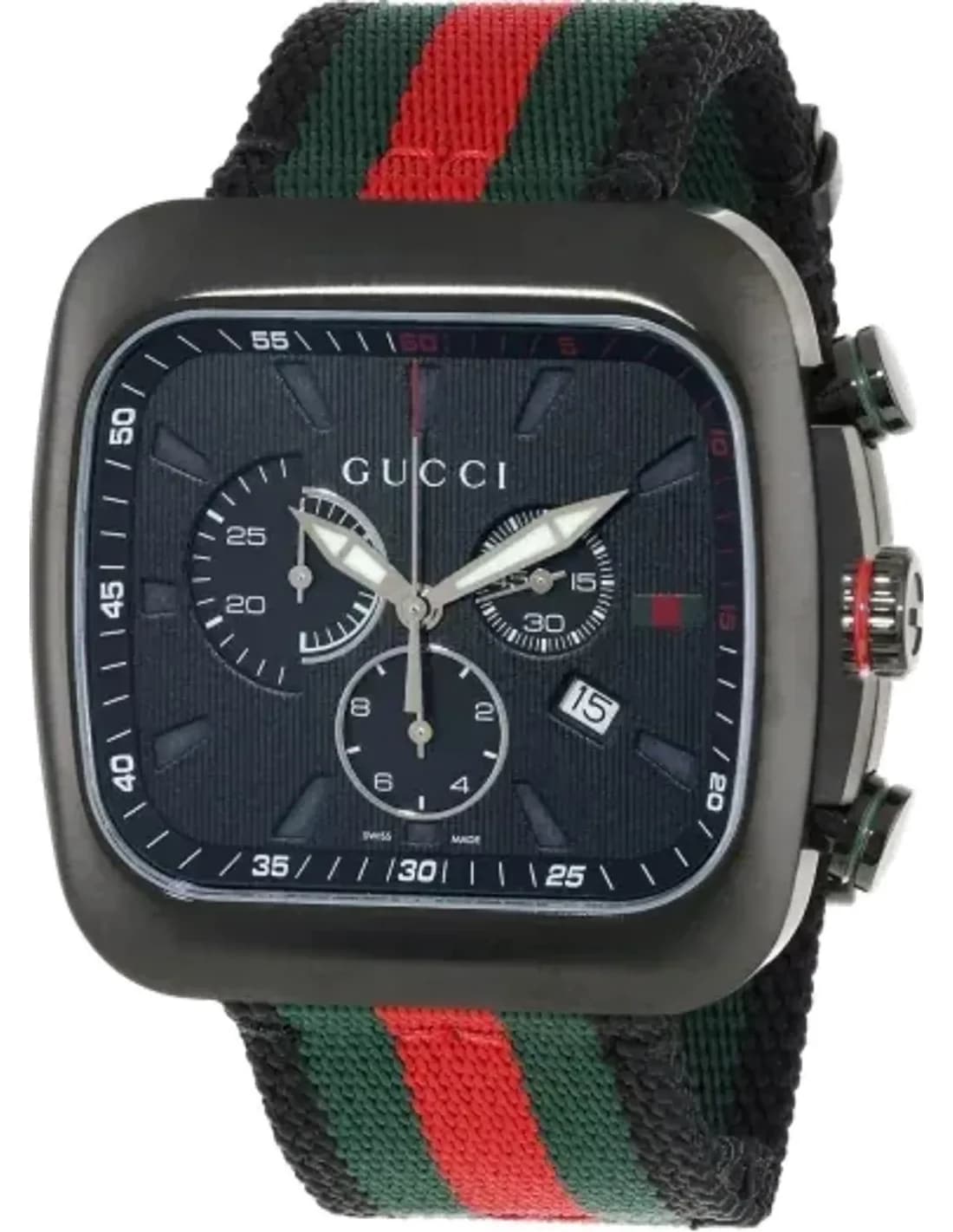 Montre Homme Gucci Coupé YA131202 Bracelet en nylon vert et rouge