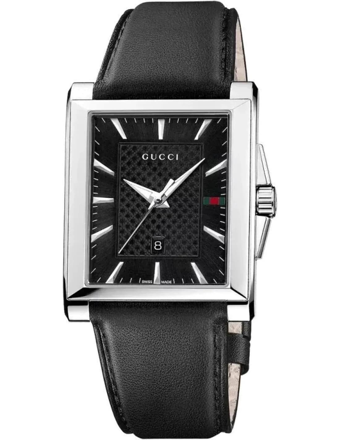 Montre Homme Gucci Timeless YA138404 rectangulaire avec bracelet noir en cuir