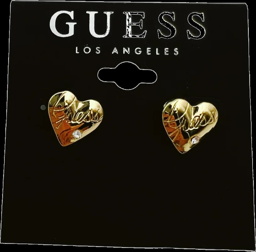 Boucles d'oreilles Guess coeur avec pierre de zircon en métal plaqué or