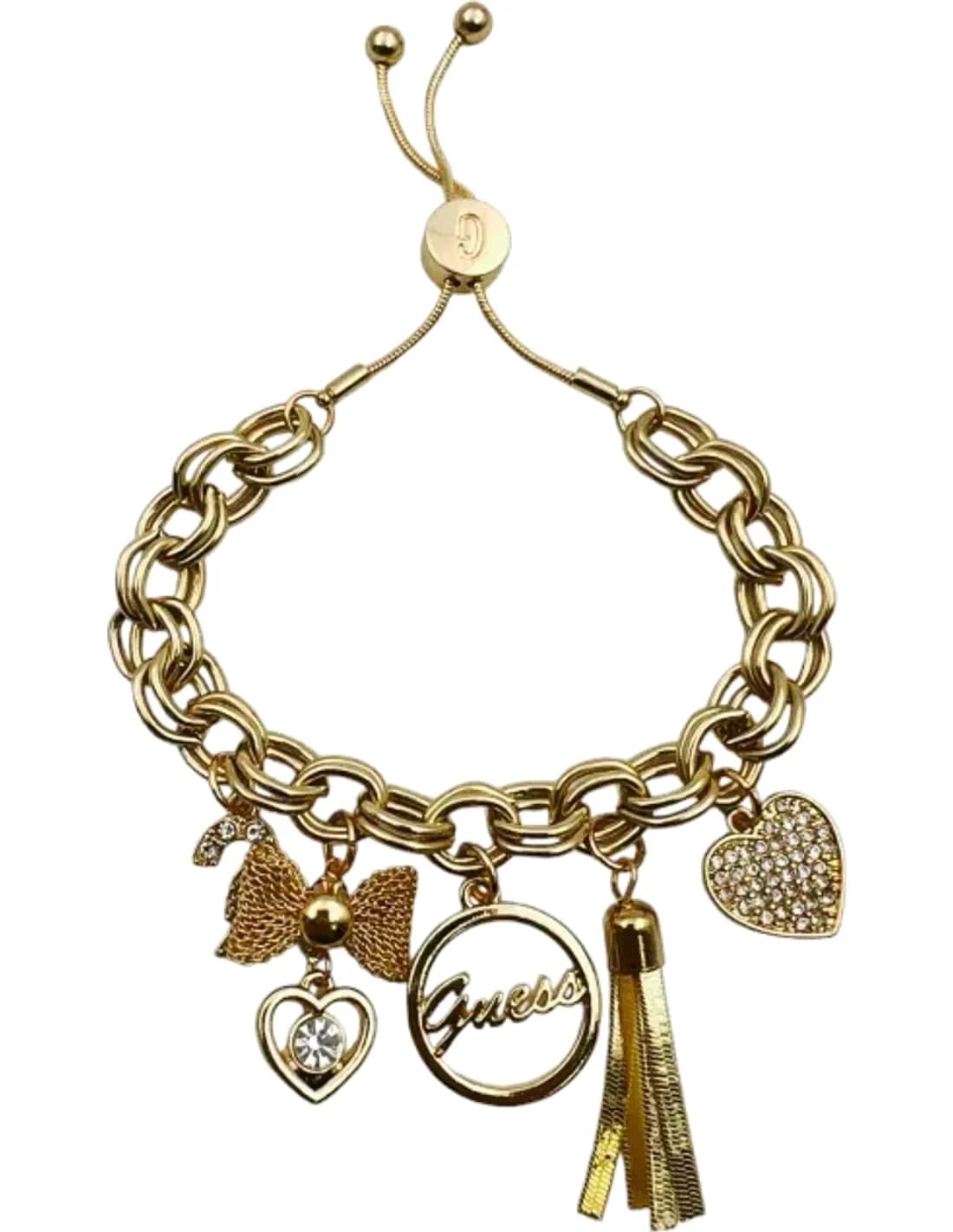 Guess bracelet with charms in yellow gold-tone metal set with zircon