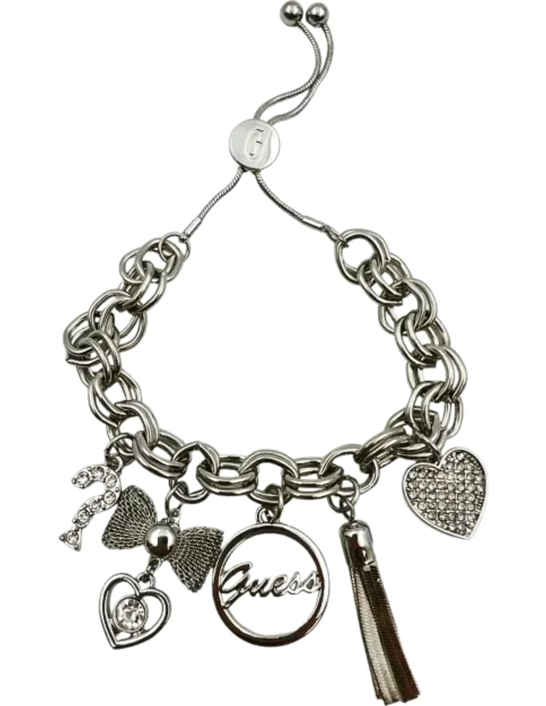 Guess bracelet with charms in silver-tone metal set with zircon