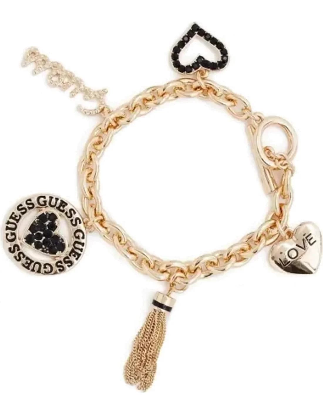 Bracelet Guess couleur or orné de 6 breloques