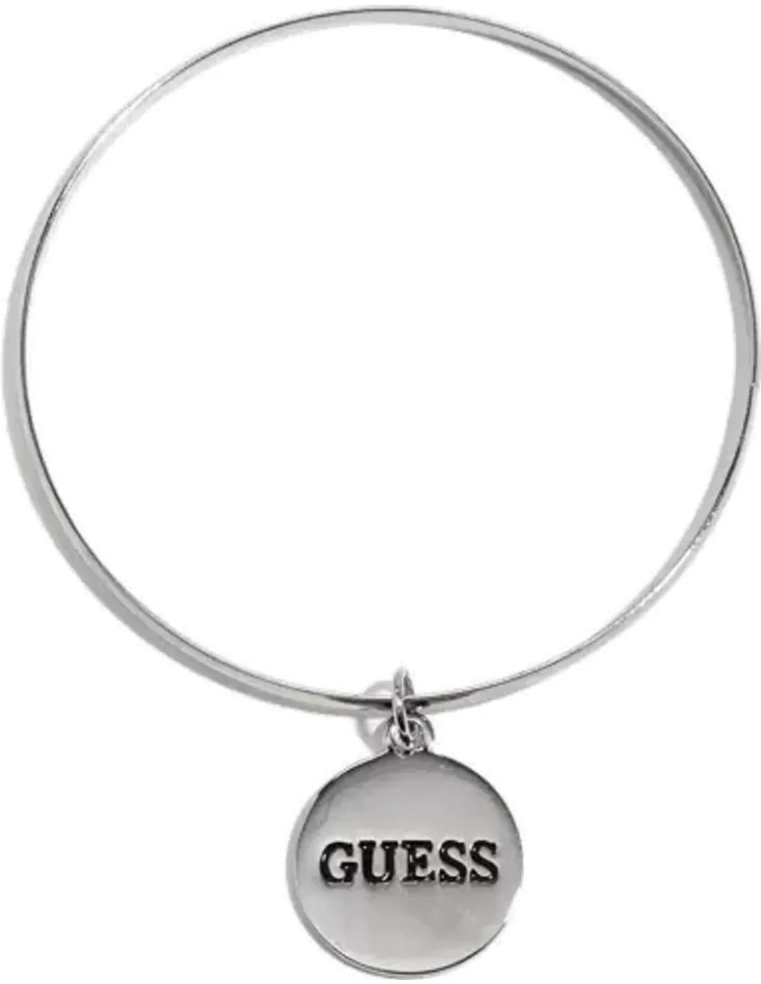 Bracelet Guess en acier poli avec plaque logo ronde