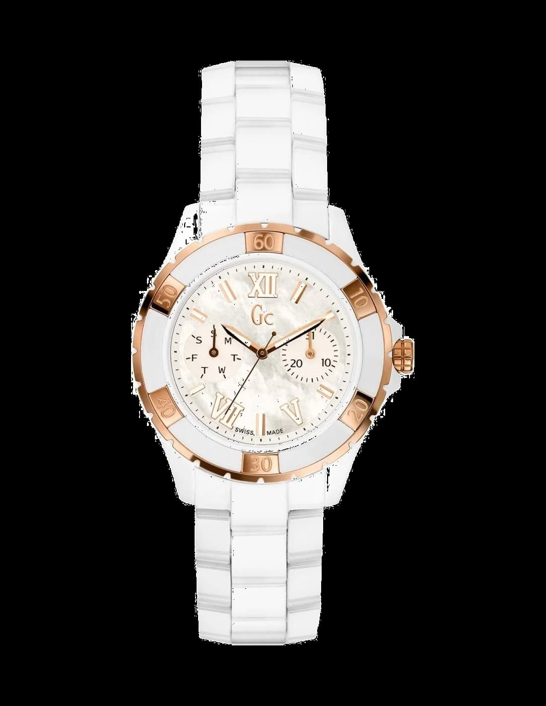 Montre Femme Gc Sport Class X69003L1S Blanche avec détails or rose