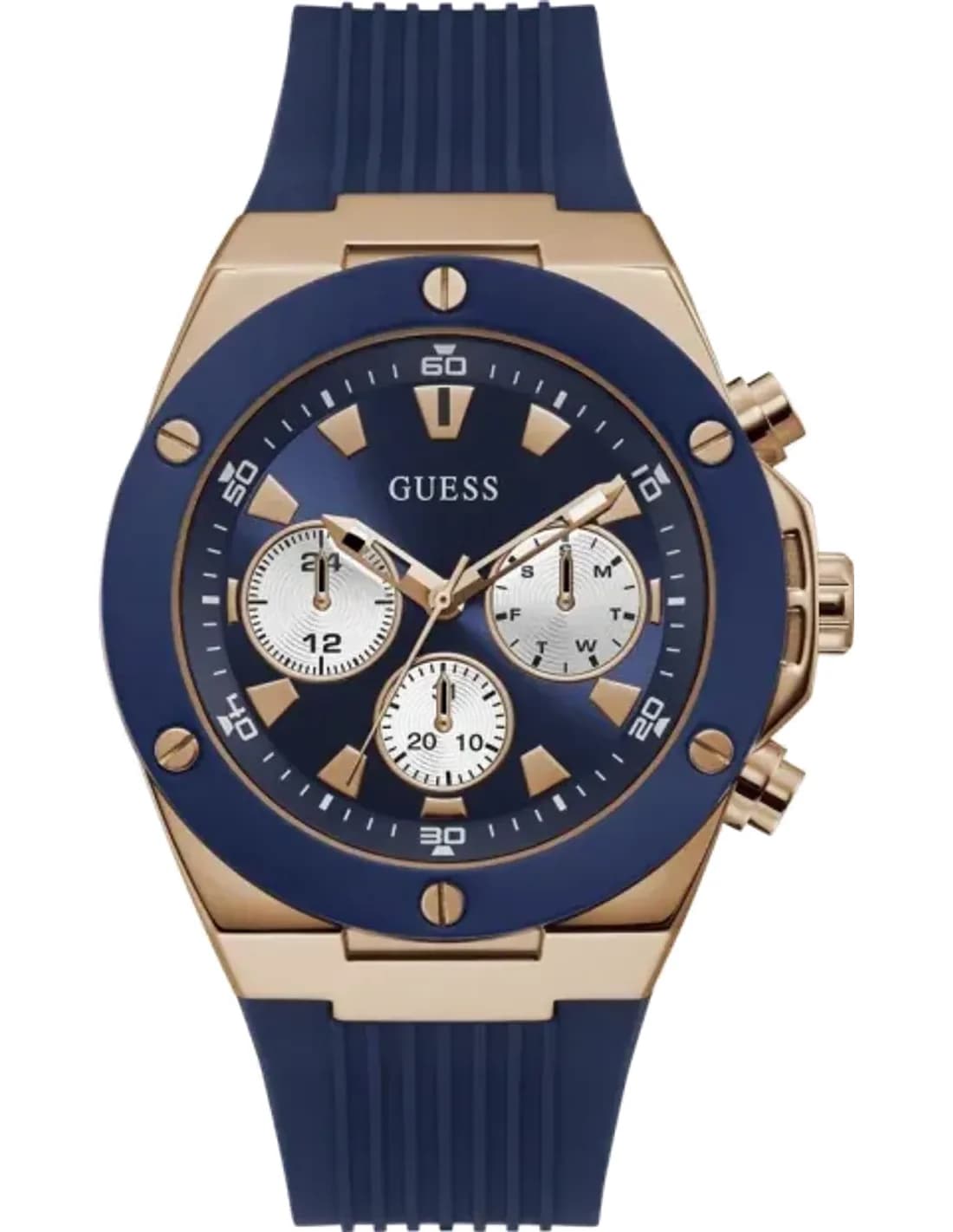 Montre Homme Guess Poseidon GW0057G2 Cadran bleu Bracelet en silicone