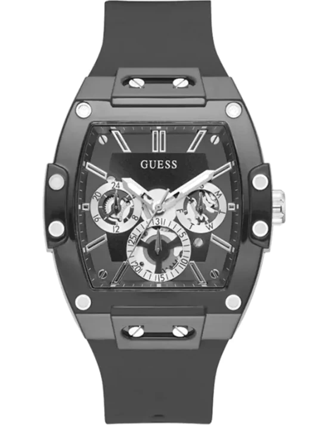 Guess Black 43mm case GW0203G3 Black Dial silicone strap Multi-function Men’s Watch
