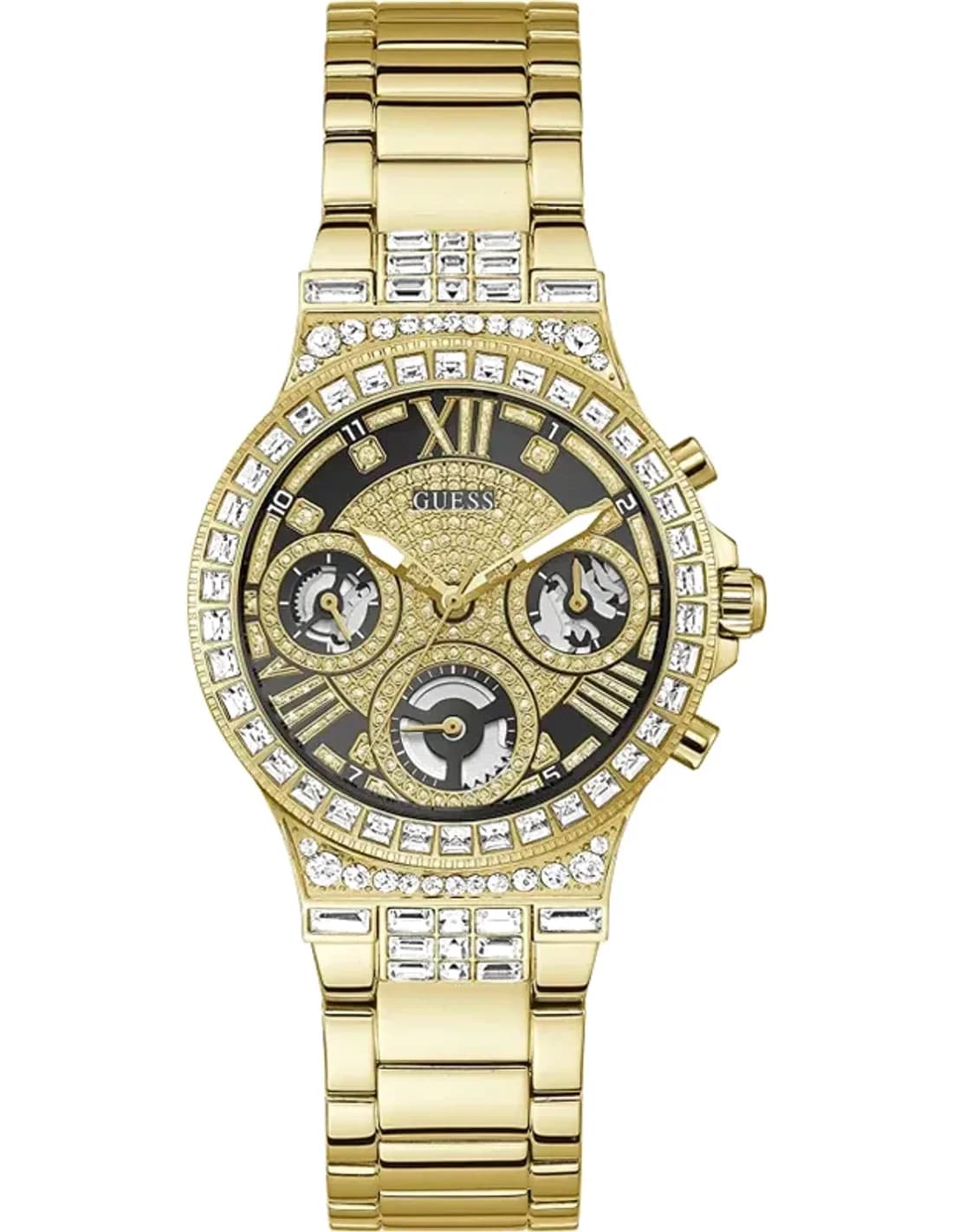 Montre Femme Guess GW0320L5 bracelet acier doré boitier orné de strass