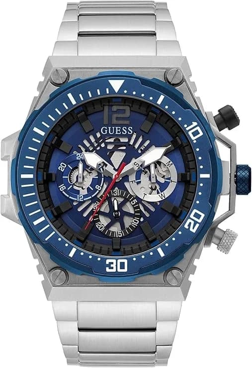 Montre Homme Guess Exposure GW0324G1 argentée bracelet maillons acier