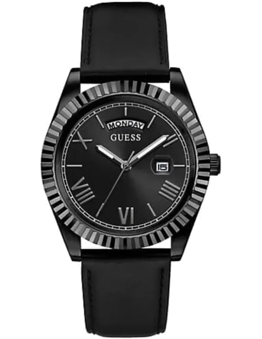 Guess Black 42mm case GW0353G1 Black Dial Leather strap Quartz Men’s Watch