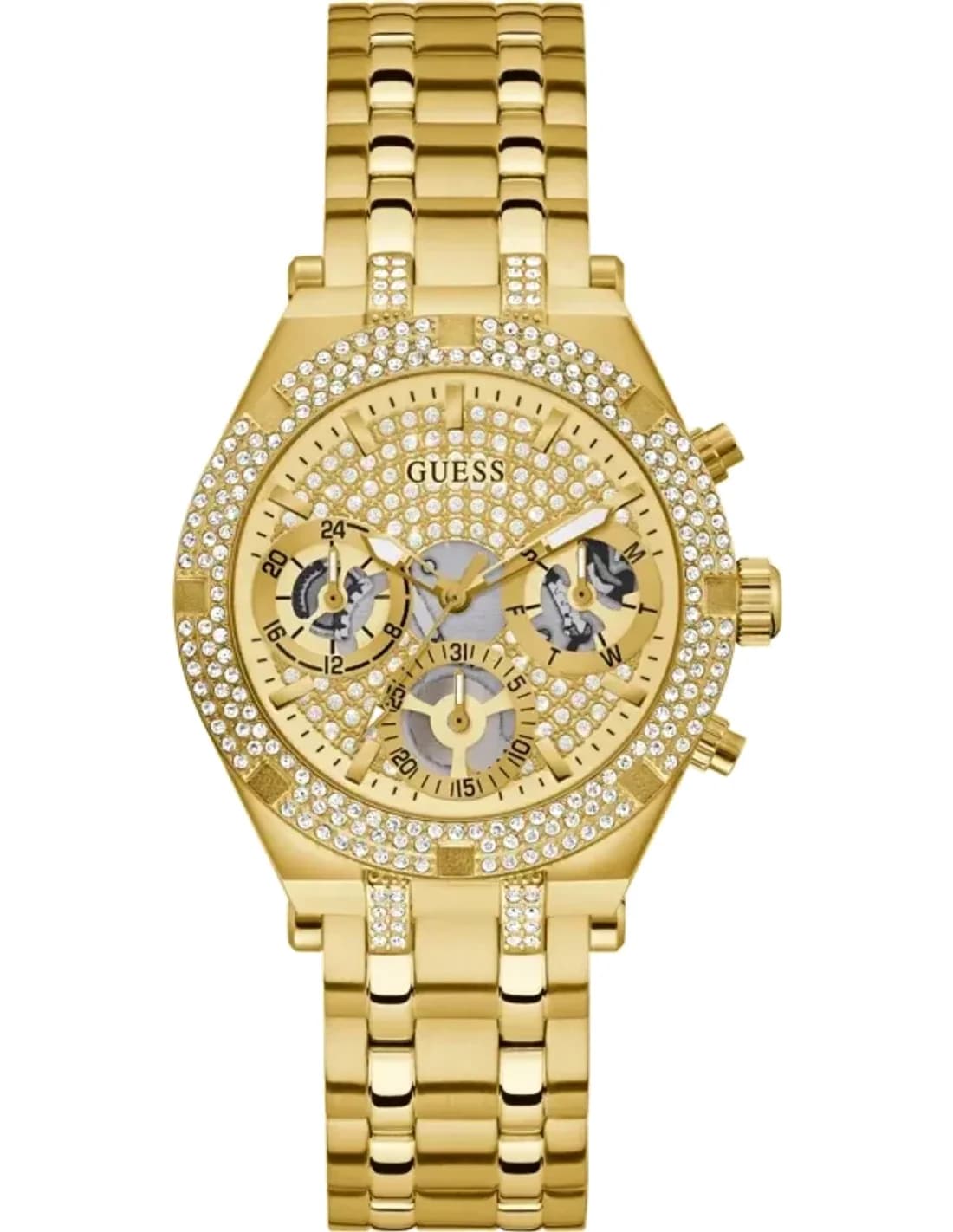 Montre Guess GW0440L2 Heiress doré jaune cadran squelette multifonction