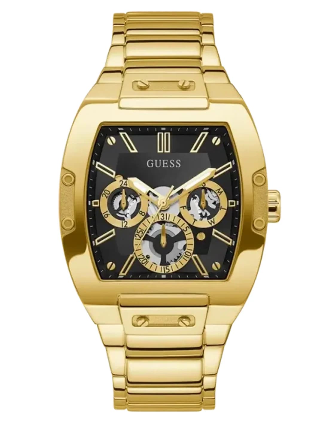 Guess Phoenix GW0456G1 Men's Watch Gold Steel Bracelet Black Dial Multifunction