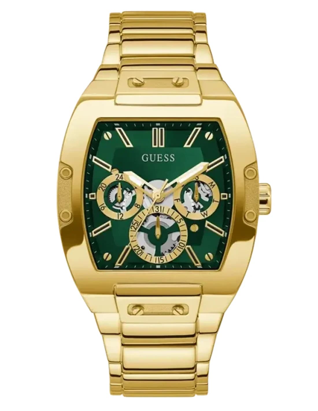 Montre Homme Guess Phoenix GW0456G3 bracelet acier doré cadran vert multifonction