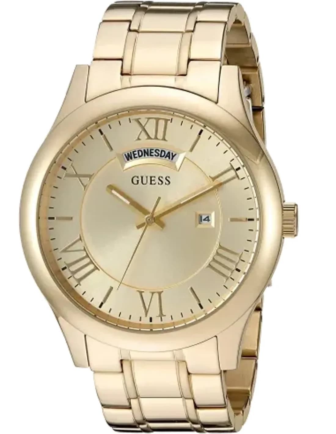Montre Guess U0791G2 Dorée Ronde Chiffres Romains et Dateur